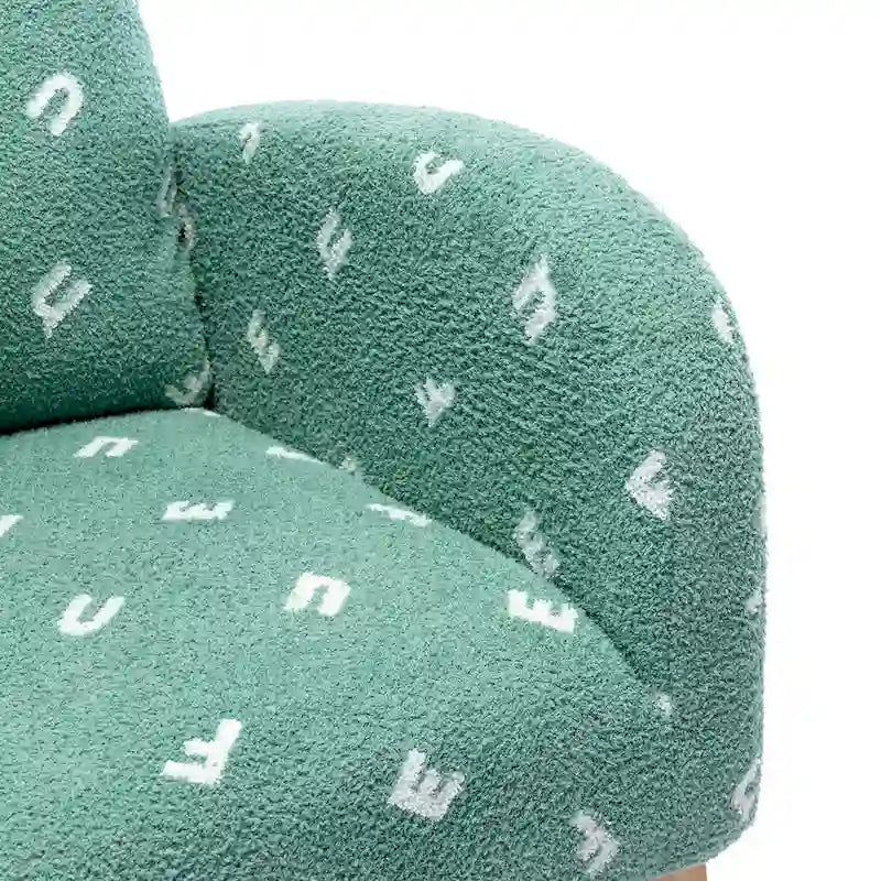 Zelené čalouněné houpací křeslo s vysokým opěradlem Boucle s boční kapsou