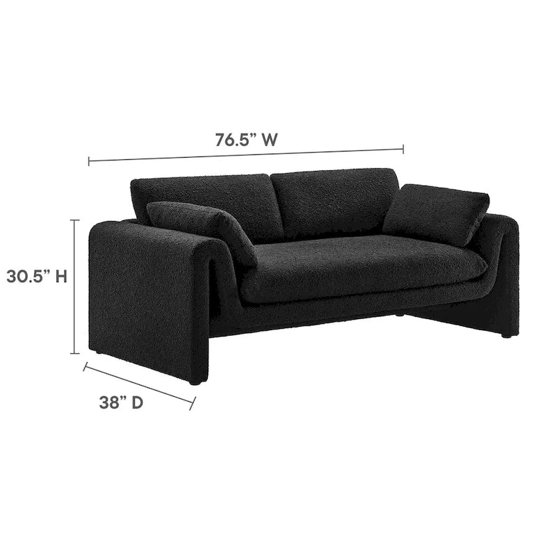 Sofa z buklé látky