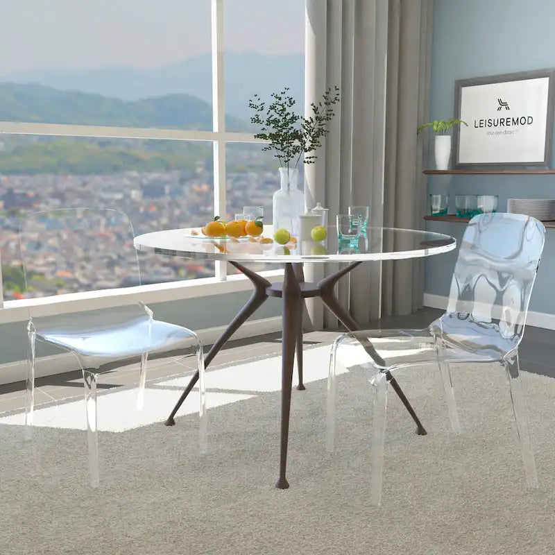 Stohovatelná akrylová minimalistická plastová jídelní židle moderní s plným opěradlem průhledná příruční židle do kuchyně, sada 2 kusů
