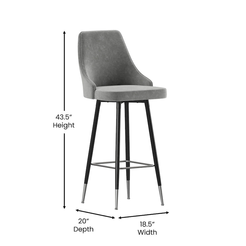Komerční barová židle s kovovými nohami a opěrkami na nohy – balení 2 ks – 47 cm š × 51 cm h × 110 cm v