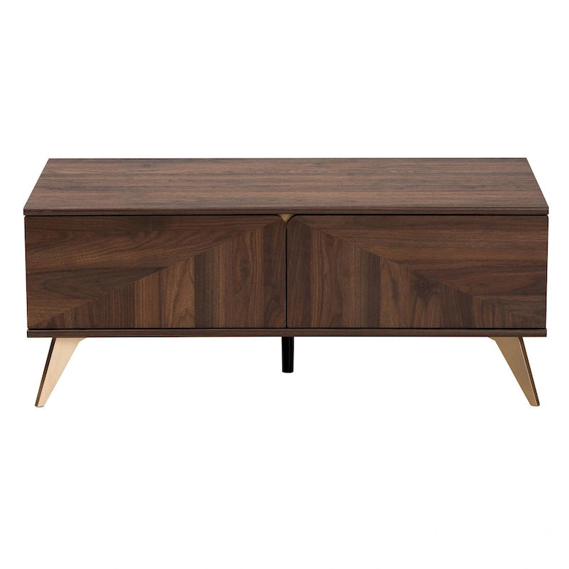 Konferenční stolek se 2 zásuvkami v ořechovém provedení ve stylu Mid-Century Modern