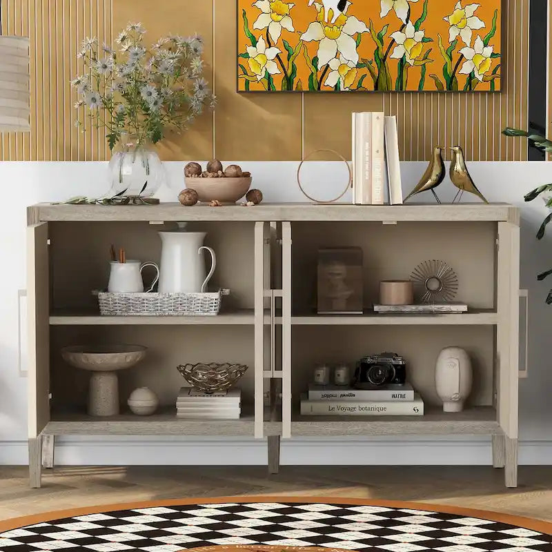 Úložná komoda Dřevěná skříňka s policemi do obývacího pokoje